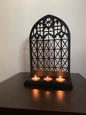 Beautiful Wooden Handmade Arched Church Window Tea Light Holder • £18.95