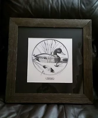 Rod Lawrence Mallard. Duck Decoy Print. Original. Signed. Driftwood Frame. • $65