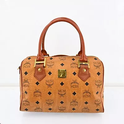 Authentic MCM Visetos Leather Boston Bag Brown P404TS602 • $270