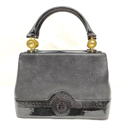 VERSACE Hand Bag  Black Leather 431413 • $1.29