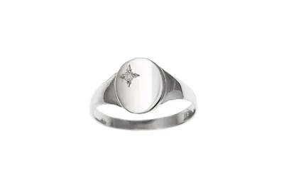 Oval Cubic Zirconia Signet Ring Sterling Silver Ladies • £15.50