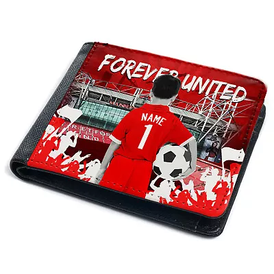 Personalised Manchester Wallet Football Kids Bi Fold Coin Card Boys Gift CF38 • £14.95