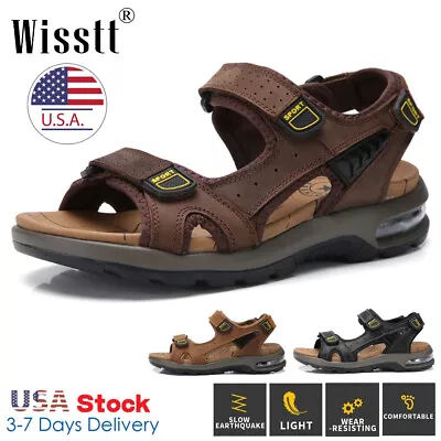 Mens Outdoor Sports Beach Water Shoes Leather Sandals Air Soft Non Slip Summer • $29.99