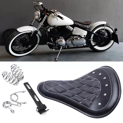 Motorcycle Leather Solo Seat Spring For Yamaha V-Star 250 650 950 1100 1300 XVS • $121.95