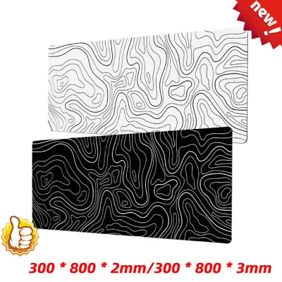 Topographic Mouse Pad Mat Gaming Large Long Extend Black/White Mousepad-Big • $9.40