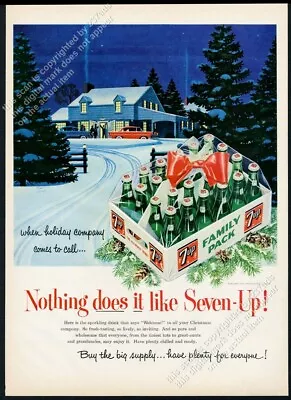 1955 7Up 7-Up Soda Bottle Case Christmas Evening Art Vintage Print Ad • $8.09