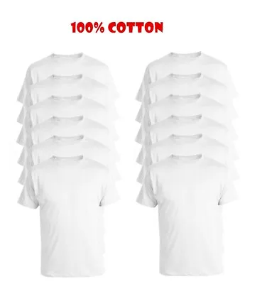 £6.49 • Buy 1x 2x 3x Pack 100% Cotton Mens Plain TShirts Crew Neck Extra Soft Cotton T Shirt