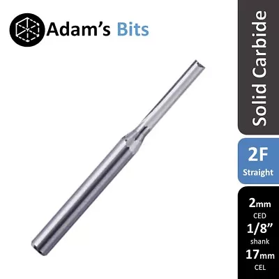 2mm X 1/8  3.175mm Straight 2 Flute 17mm Carbide End Mill CNC Router Bit Slot • $5.95