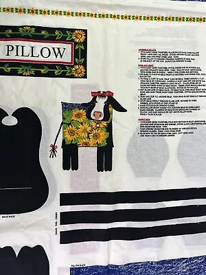 Vtg 1990's Country Cow Pillow Sewing Panel Stuff Crafts Cotton Material Project • £11.40