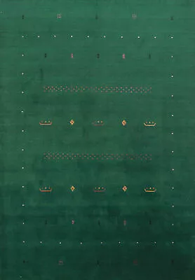 Exquisite Centerpiece Green Handmade Gabbeh Rug 6x8 Ft • $308.71