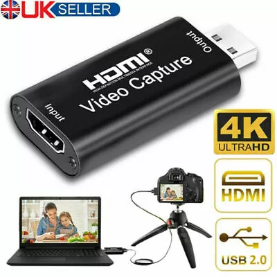 HDMI To USB Video Capture Card 4K 1080p HD For Game / Live Streaming - UK SELLER • £9.95