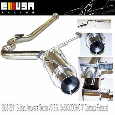 SS Catback Exhaust For 2008-2011 Subaru Impreza 2.5i Sedan 4D 2.5L 2458CC SOHC • $249.99