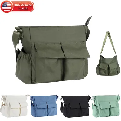 Men's Vintage Canvas Schoolbag Satchel Shoulder Messenger Bag Laptop Bags US NEW • $18.99