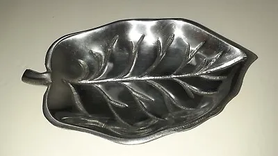 IHI Polished Aluminium Leaf Shaped Dish 7  Long Made In India Pre-owned • $19.99