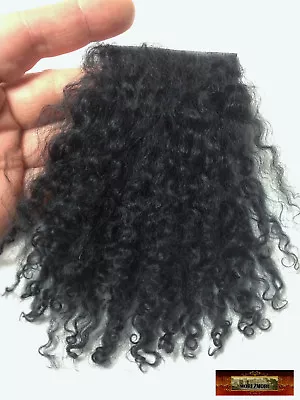 M01355-FS MOREZMORE Tibetan Lamb Fur Mini Sample 2x2 JET BLACK Doll Hair • $8.90