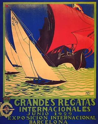 Poster Grandes Regatas Barcelona 1929 Sailing Race Spain Vintage Repro Free S/h • $11.90