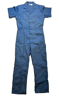 Vintage USA Key Imperial Mens 42 Long Short Sleeve Coveralls Blue Zip • $29.95