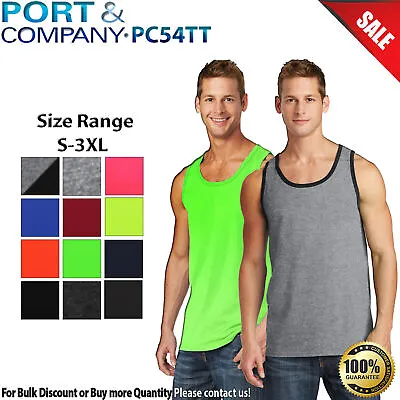 PC54TT Port & Company Men's Tank Top Muscle Shirt Ringer Two Tone Sleeveless • $10.02