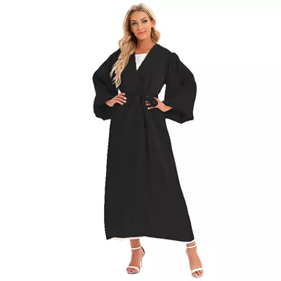 Open Abaya Dubai Kaftan Women Long Cardigan Muslim Maxi Dress Kimono Jilbab Gown • £17.94