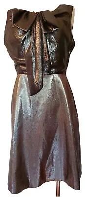 Karen Millen Black & Silver Metallic Sheer Sleeveless Dress Size 8 • $180