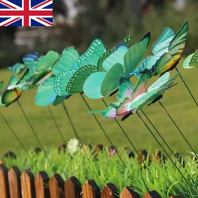 12/72x Fairy Garden Butterflies On Sticks Outdoor House Flower Pot Yard Ornament • £4.99