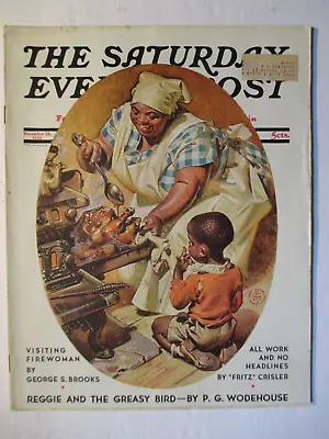 J.C. Leyendecker  Saturday Evening Post 1936 Complete Mag Black Woman Cooking • $30.33