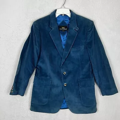 Vintage Cortefiel Mens Blazer Suit Jacket Sports Coat Size 40R Corduroy Blue • $29.95