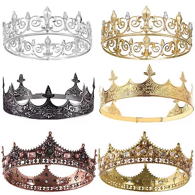 Metal King Crown For Prom King Party Medieval Costume Accessories Adults Boys • £9.69