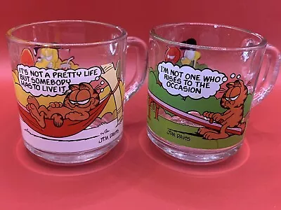 Vintage McDonalds Garfield Odie Arlene Glass Coffee Cups Mugs Jim Davis ‘78 ‘80 • $30