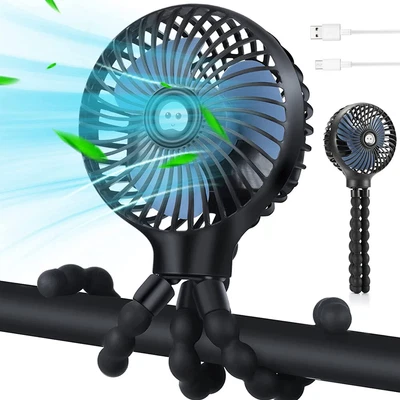 $23.89 • Buy Clip On Fan LED Handheld USB Mini Cooling Desk Stroller Pram Cot Car Portable AU