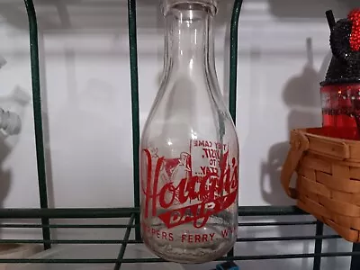 Hough's Dairy Harpers Ferry W.va. Pyro Quart Dairy Milk Bottle • $153.50