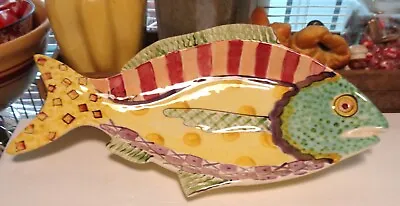 Vicki Carrol Studio Pottery   Splish Splash Line  Large Fish Plate/Platter 21  X • $42.50