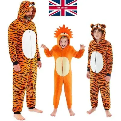 Mens Boys Tiger Lion 1Onesie Onezi Fleece Hood Novelty Jumpsuit World Book Day  • £17.99