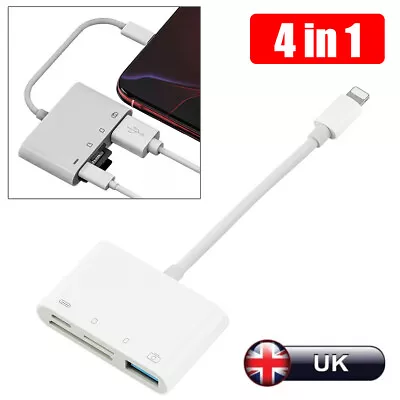 SD TF Card Reader Adapter For IPhone/iPad 4 In 1 USB OTG Camera Connection Kit. • £7.95