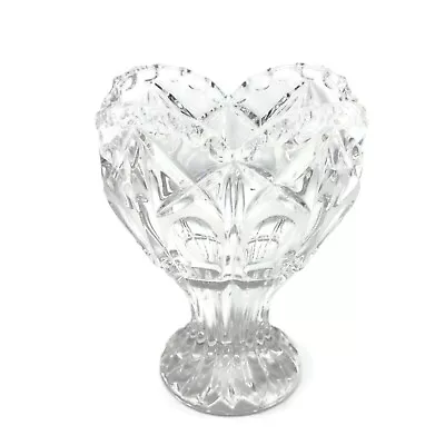 Echt Bleikristall Western Germany Hand Cut 24% Lead Crystal Pedestal Heart Vase • $29.50