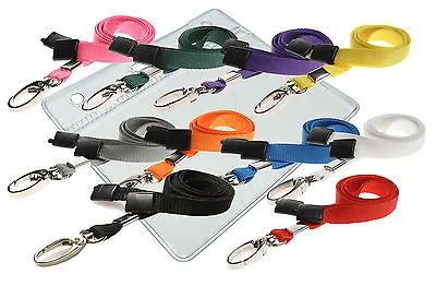 Plastic ID Badge Card Pouch Pocket Wallet & Neck Strap Lanyard Lobster Clip Lot • £2.89