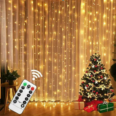 100-300 LED Curtain Fairy String Lights Battery Operated Xmas Party  1-3M • £6.59