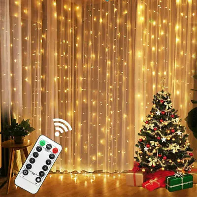 100-300LED Curtain Fairy String Lights Christmas Party Home XMAS Decor 1-3M USB • £5.75