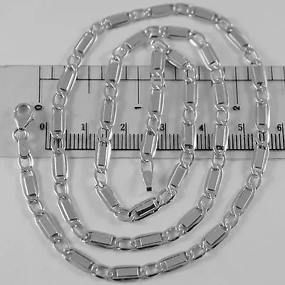 18k White Gold Chain Flat Gourmette Alternate 4 Mm Oval Link 23.6 Made In Italy • $1077.06