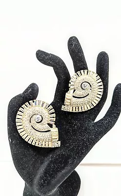 Antique Retro Art Deco Rhinestone Fur Clips • $44.99