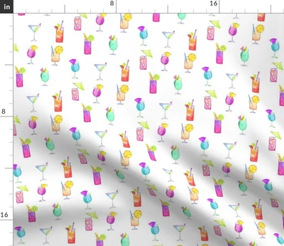 $37 • Buy Drink Celebrate Martini Wine Alcohol Spoonflower Fabric By The Yard