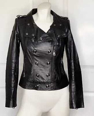 New Vero Moda Black 100% Leather Motorcycle Crop Jacket   Size: Xs/s • $54.99