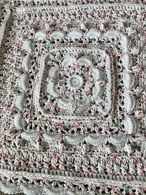 Handmade Crochet Baby Blanket / Pinkgrey • £12