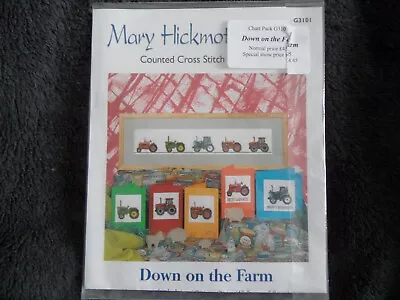 Mary Hickmott Designs DOWN ON THE FARM Cross Stitch Chart Tractors • £7.99