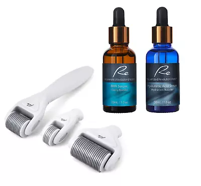 $89.95 • Buy Micro-Needle Face And Body Derma Roller Set With BHA + Hyaluronic Acid Serums