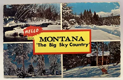 Hello From Montana The Big Sky Country Multi-View Winter MT Postcard Postcard • $3.65