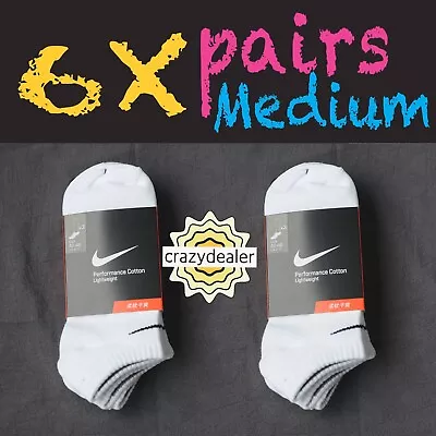 Nike Everyday Plus Lightweight Training No-Show Socks WHITE 6 Pairs Medium • $20.99