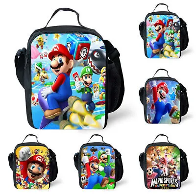 Super-Mario Lunch Bag Kid Picnic Student School Food Storage Tote Bag Lunch Box • £5.35