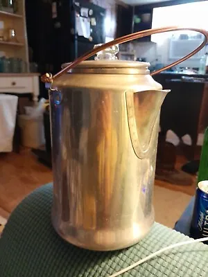 Vintage Aluminum Percolator Coffee Pot 20 Cup Copper Handle & Bail Complete • $21.50