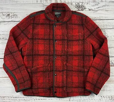 J. Crew Men's Nordic Sherpa Fleece Jacket Buffalo Plaid Size Medium • $84.99